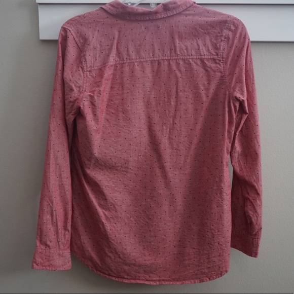 Red Button Down Shirt with dots - Picture 3 of 4